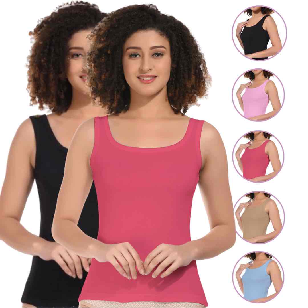 Bodymist Sando Pack of 2 — Black/Dark Pink
