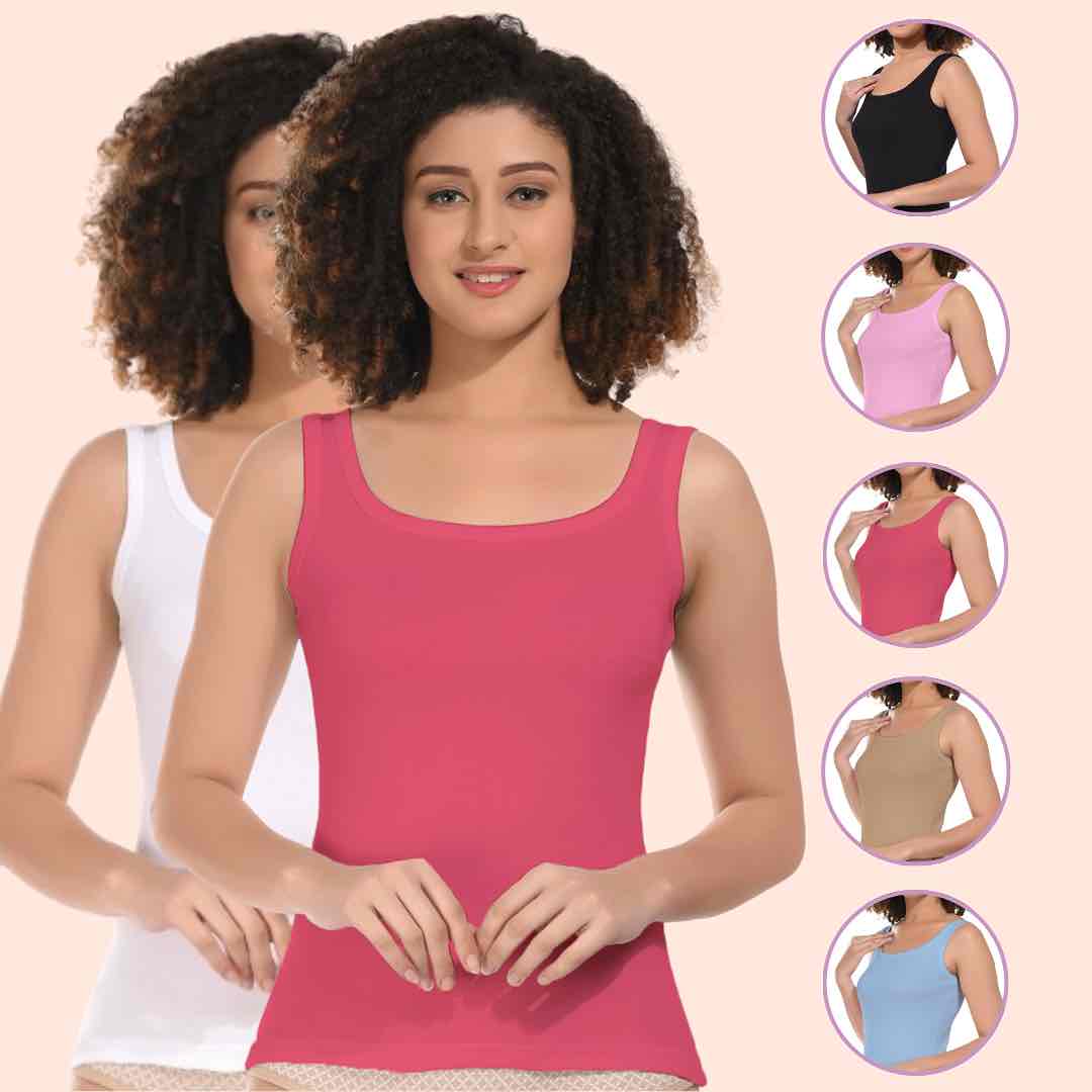 Bodymist Sando Pack of 2 — White/Dark Pink