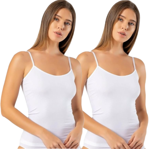 Bodymist Blue Cotton Camisole Pack of 2 — White