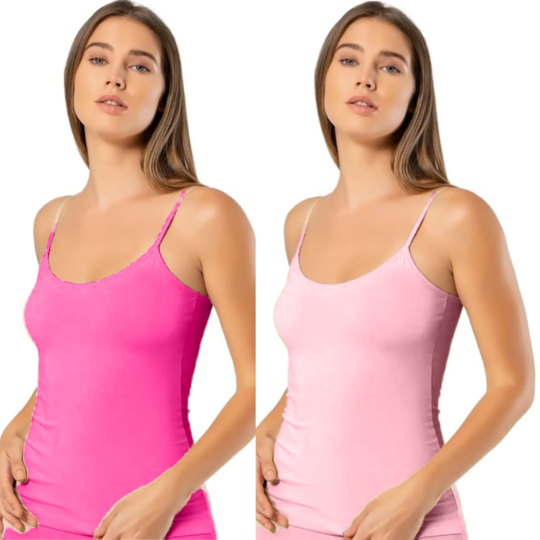 Bodymist Dark Pink Cotton Camisole Pack of 2 — Dark Pink/Pink